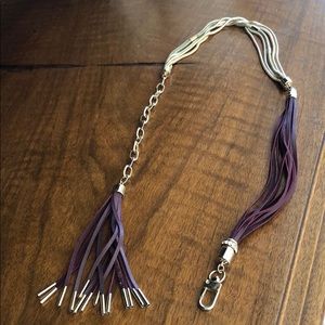 Purple leather and gold chain necklace